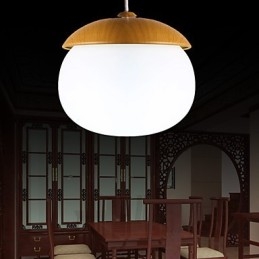 Moderner zeitgenössischer Kronleuchter im Mini-Stil aus Holz und Bambus