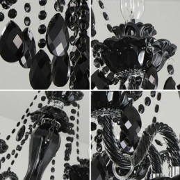 Luxus-Kristall-Kronleuchter im europäischen Stil, schwarze Pendelleuchte
