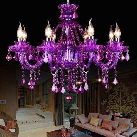 Elegante lila Kristall Deckenleuchte Europäischer Kronleuchter Elegante lila Kristall Deckenleuchte Europäischer Kronleuchter