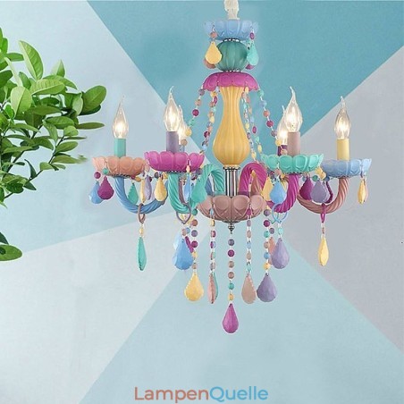 Europäische bunte Kristall Kronleuchter Macaron Pendelleuchte Europäische bunte Kristall Kronleuchter Macaron Pendelleuchte