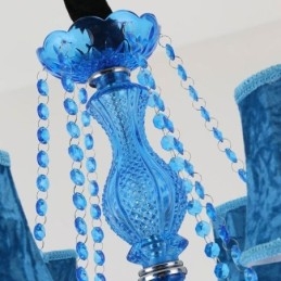 Blauer Kristall-Kronleuchter im europäischen Stil, einzigartige Pendelleuchte