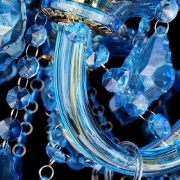 Großer blauer Kristall-Kronleuchter, europäische Pendelleuchte