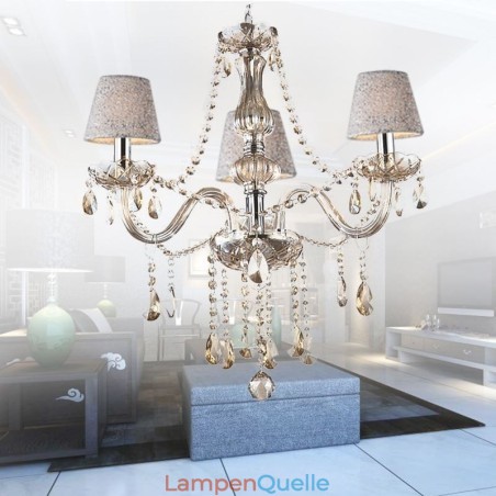 Klassischer europäischer Kristallkronleuchter Cognac Pendelleuchte