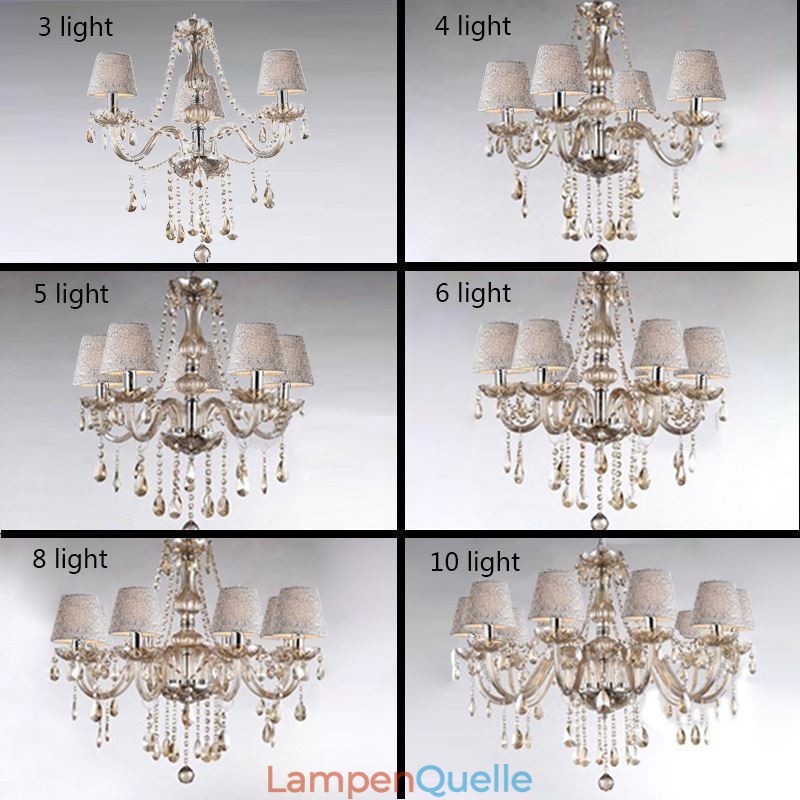 Klassischer europäischer Kristallkronleuchter Cognac Pendelleuchte