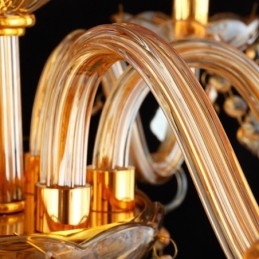 Europäischer Kristall-Kronleuchter, elegante bernsteinfarbene Pendelleuchte