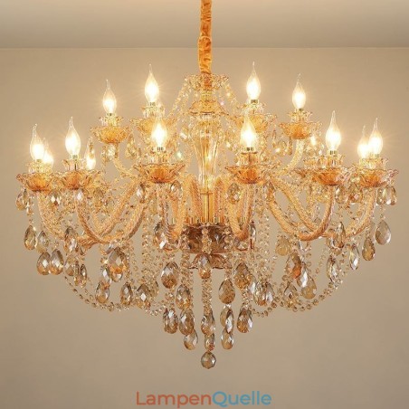 Europäischer Kristall-Kronleuchter Luxus Cognac Pendelleuchte
