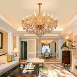 Europäischer Kristall-Kronleuchter Luxus Cognac Pendelleuchte