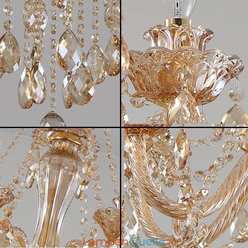 Europäischer Kristall-Kronleuchter Luxus Cognac Pendelleuchte
