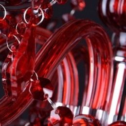 Europäischer Kristall-Kronleuchter, rote Pendelleuchte