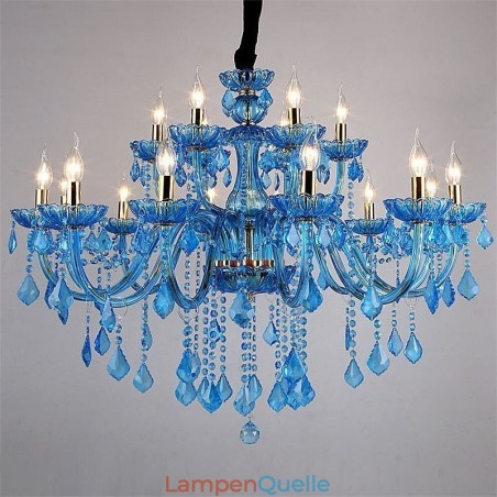 Eleganter Kristall-Kronleuchter, europäische blaue Pendelleuchte Eleganter Kristall-Kronleuchter, europäische blaue Pendelleuchte
