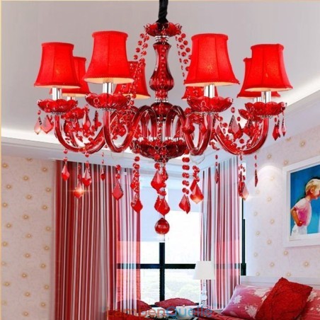 Luxus Kristall Kronleuchter Europäischen Rot Farbe Pendelleuchte Luxus Kristall Kronleuchter Europäischen Rot Farbe Pendelleuchte