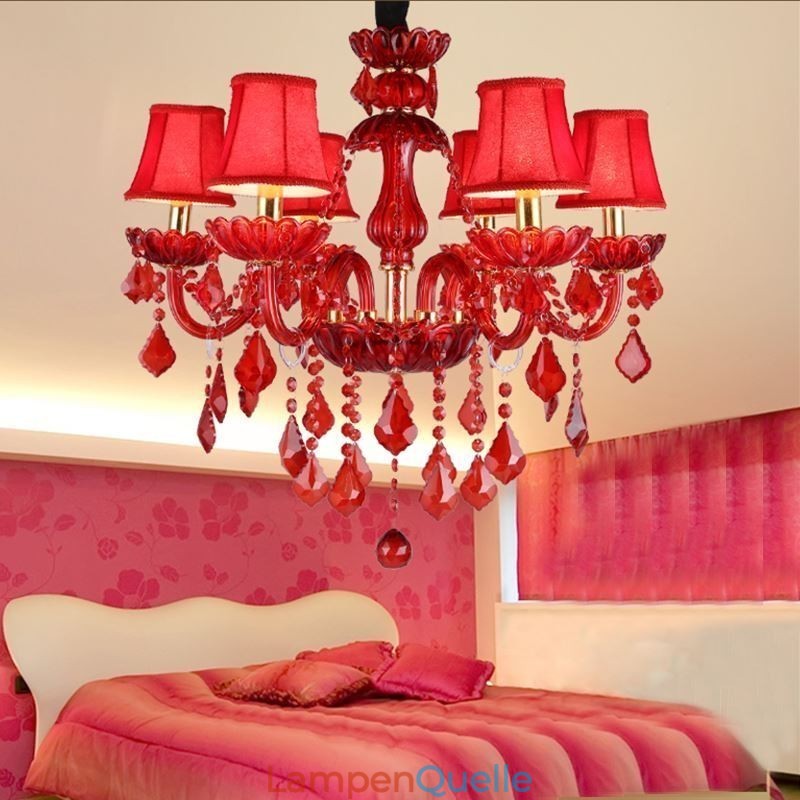 Europäischer eleganter Kristall-Kronleuchter, rote Pendelleuchte
