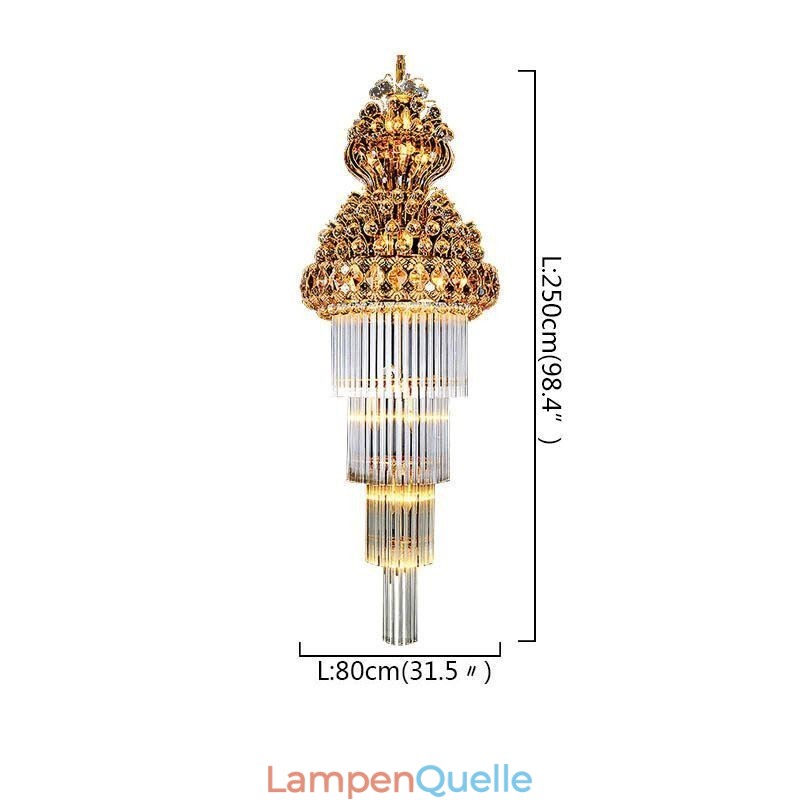Retro Kristall Empire Kronleuchter Luxus Lange Anhänger