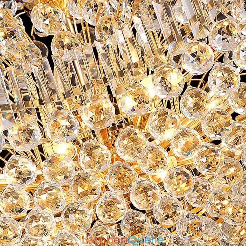 Europäischer Kristall-Empire-Kronleuchter, große goldfarbene Pendelleuchte