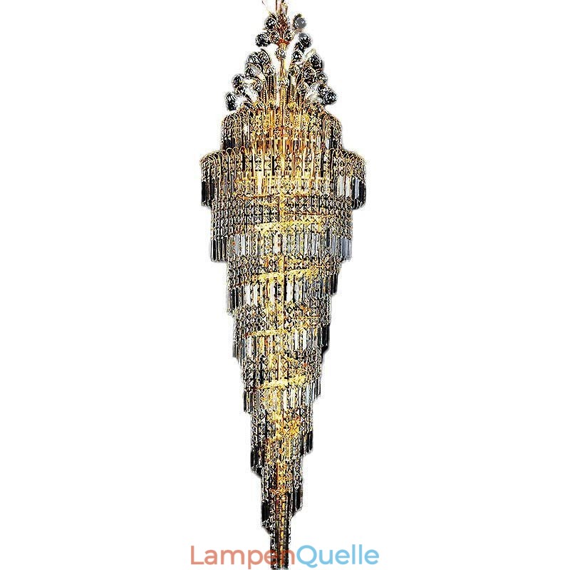 Eleganter Kristall-Empire-Kronleuchter, europäischer Luxus, lange Pendelleuchte