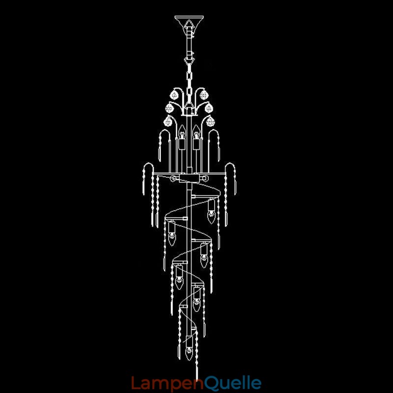 Eleganter Kristall-Empire-Kronleuchter, europäischer Luxus, lange Pendelleuchte