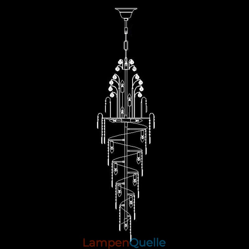 Eleganter Kristall-Empire-Kronleuchter, europäischer Luxus, lange Pendelleuchte