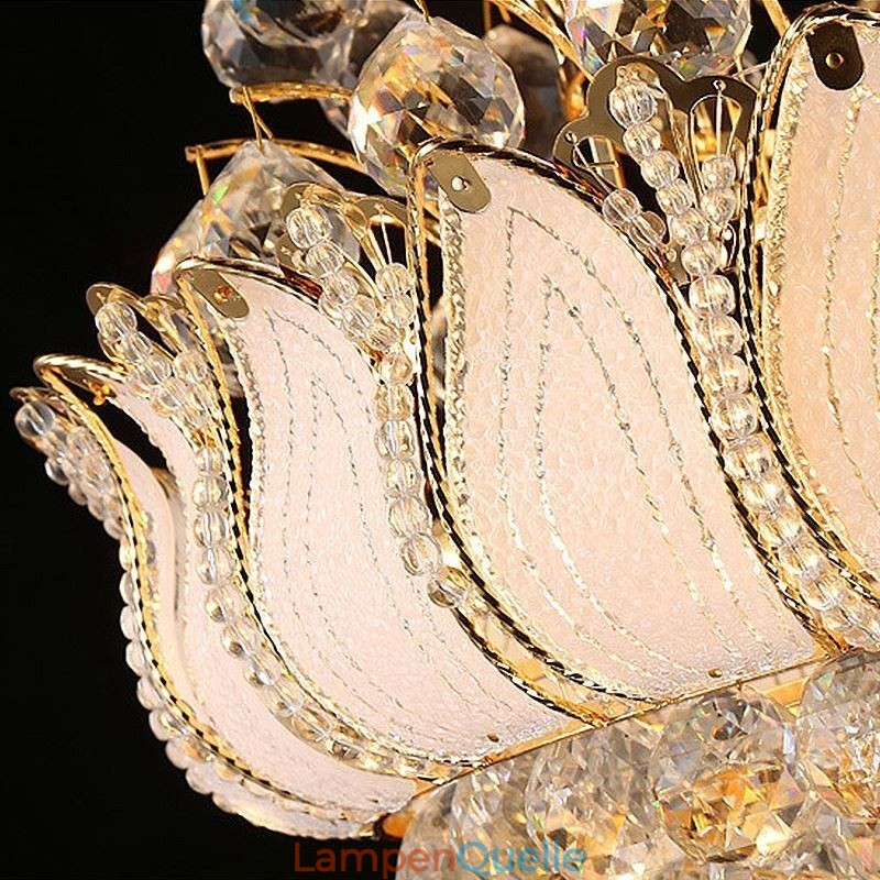 Zeitgenössischer Kristall-Empire-Kronleuchter in Goldfarbe, Pendelleuchte Lotus