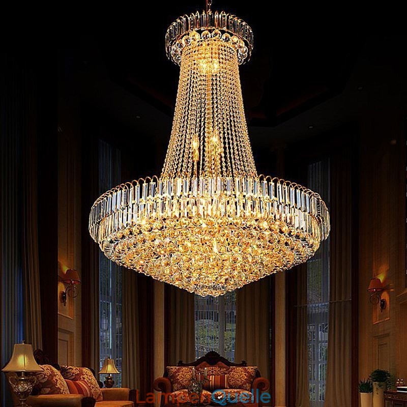 Elegante Kristall Kronleuchter Europäischen Pendelleuchte Lange Hängenden Kronleuchter Duplex Treppe