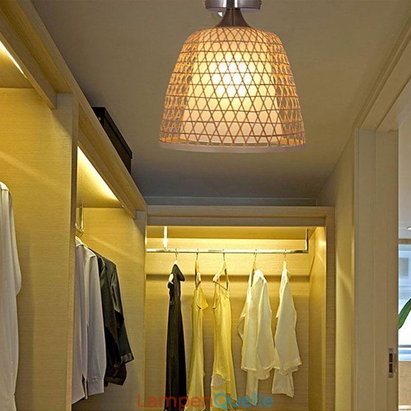 Bambus Semi Flush Mount Kreative Runde Deckenleuchte Vestibül Beleuchtung