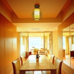 Einzigartige halbbündige kreative runde Bambus-Deckenleuchte für die Verandabeleuchtung