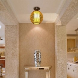 Einzigartige halbbündige kreative runde Bambus-Deckenleuchte für die Verandabeleuchtung