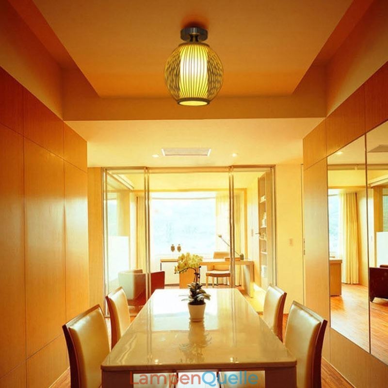 Einzigartige halbbündige kreative runde Bambus-Deckenleuchte für die Verandabeleuchtung