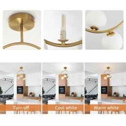 Moderne und einfache Deckenleuchte mit drei Köpfen aus milchig weißem Glas, G9, 5 W