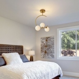 Moderne und einfache Deckenleuchte mit drei Köpfen aus milchig weißem Glas, G9, 5 W