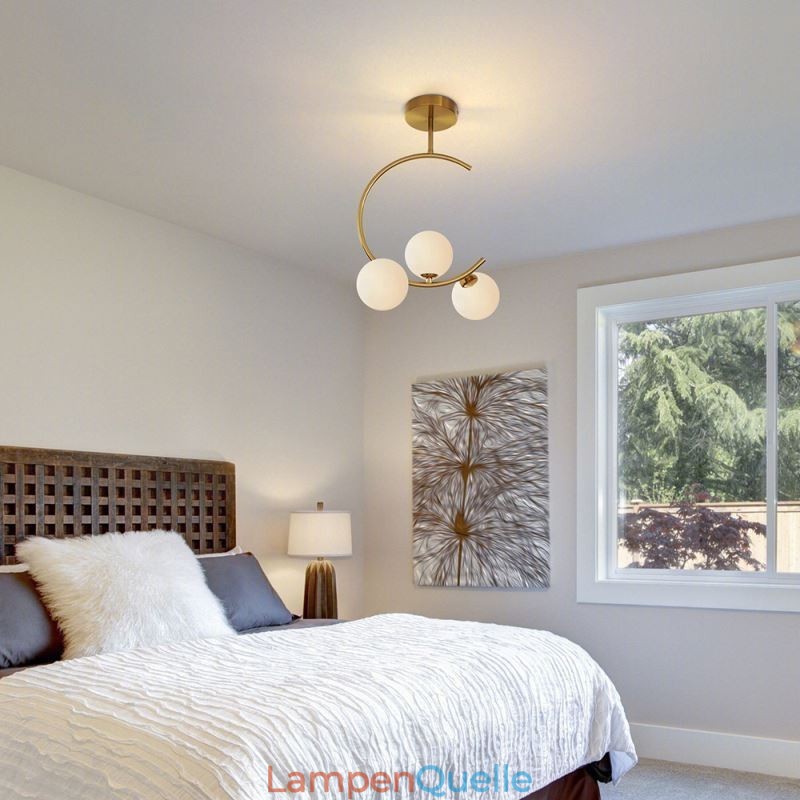 Moderne und einfache Deckenleuchte mit drei Köpfen aus milchig weißem Glas, G9, 5 W