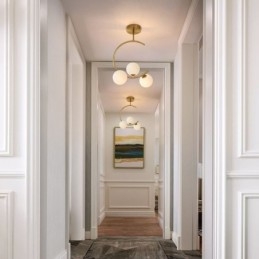 Moderne und einfache Deckenleuchte mit drei Köpfen aus milchig weißem Glas, G9, 5 W