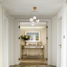 Moderne und einfache Deckenleuchte mit drei Köpfen aus milchig weißem Glas, G9, 5 W