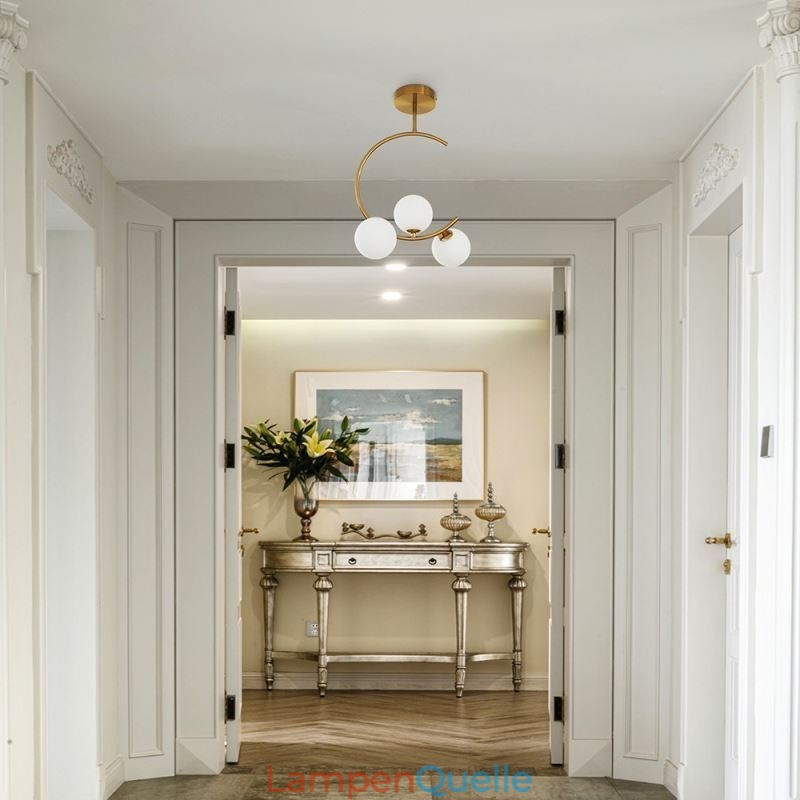 Moderne und einfache Deckenleuchte mit drei Köpfen aus milchig weißem Glas, G9, 5 W