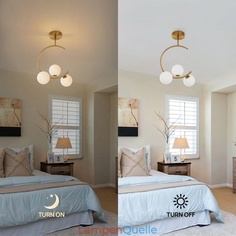 Moderne und einfache Deckenleuchte mit drei Köpfen aus milchig weißem Glas, G9, 5 W