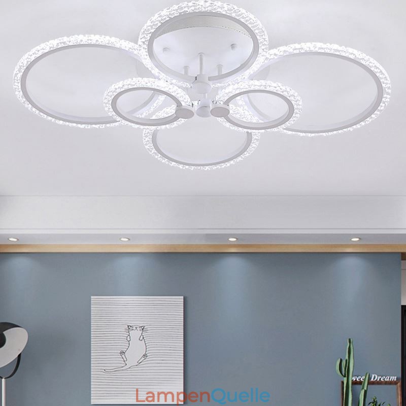 Unterputz-Deckenleuchte, modern, minimalistisch, rund, Acryl, Blumen-Design