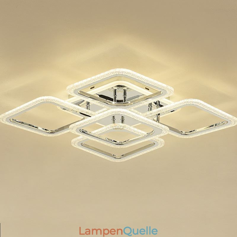 Deckenleuchte aus Acryl, quadratisch, 5 Lichter, Chrom