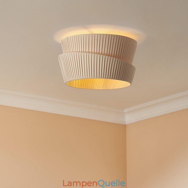 Wabi Sabi Deckenleuchte, Deckenlampe im französischen Creme-Stil, doppellagiger Stoffschirm