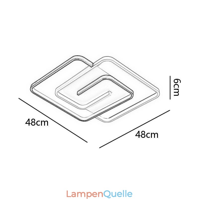 Quadratische Deckenleuchte mit Acryl-Ummantelung