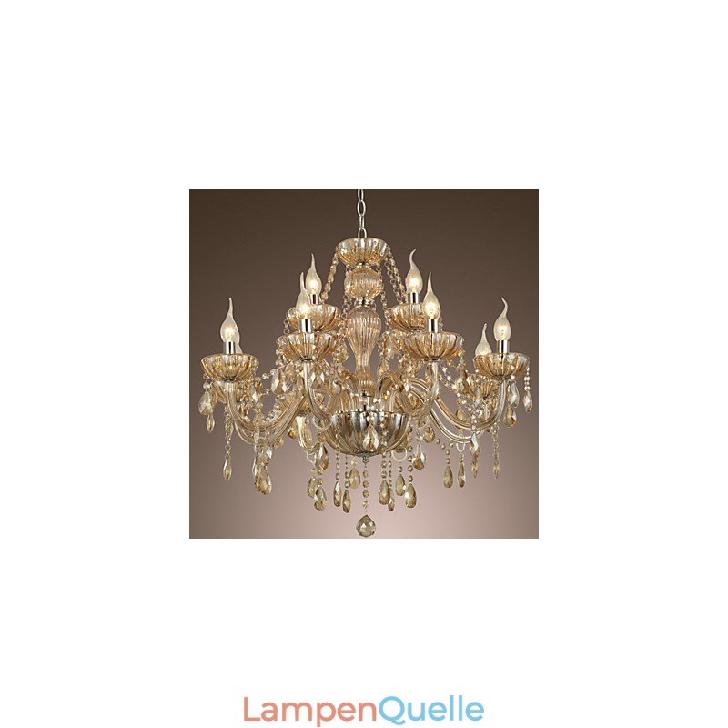 Kronleuchter Kristall Luxus Modern 2 Ebenen Wohnzimmer 12 Lichter
