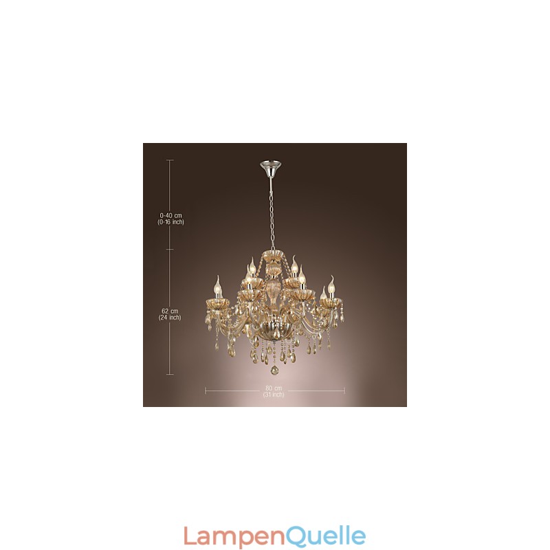 Kronleuchter Kristall Luxus Modern 2 Ebenen Wohnzimmer 12 Lichter