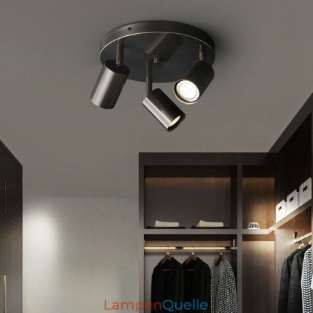 Moderne Deckenleuchte, goldene schwarze Deckenleuchte mit 3 Lichtern, Kupferkunst, Heimbeleuchtung