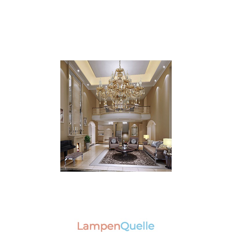 Kronleuchter Kristall Luxus Modern 2 Ebenen Wohnzimmer 12 Lichter