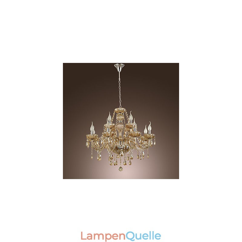 Kronleuchter Kristall Luxus Modern 2 Ebenen Wohnzimmer 12 Lichter