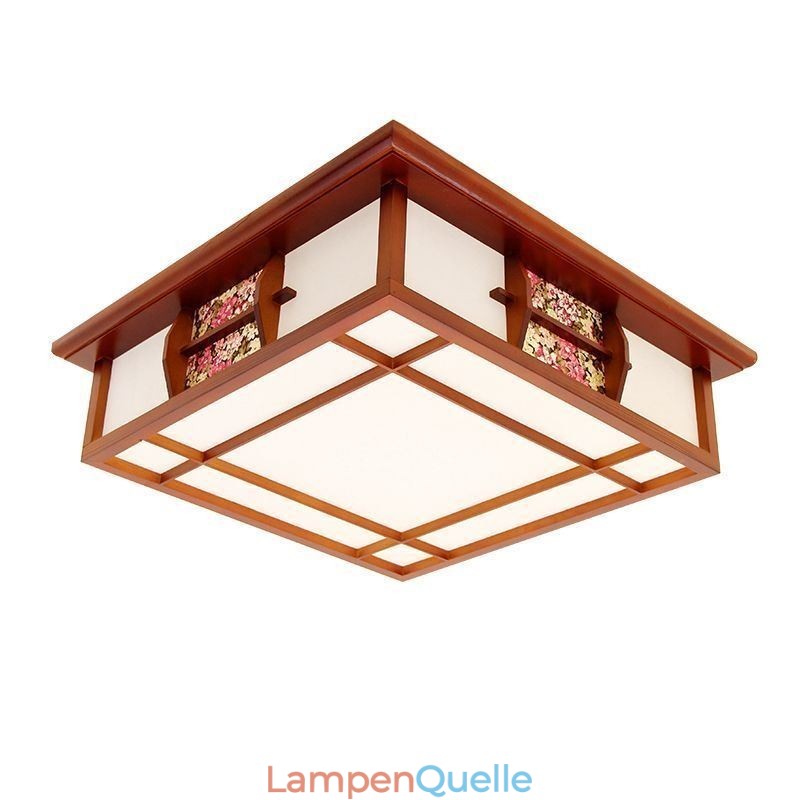 Quadratische Deckenleuchte im Retro-Stil aus Holz
