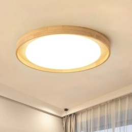 Moderne Deckenleuchte aus Holz und Acryl, runde Deckenleuchte