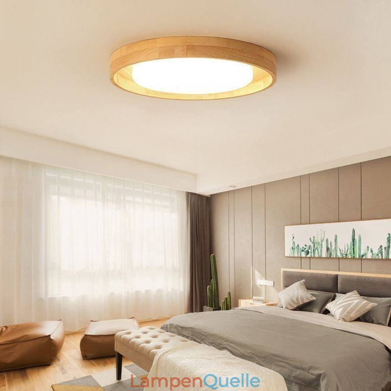 Moderne Deckenleuchte aus Holz und Acryl, runde Deckenleuchte