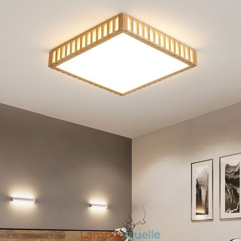 Japanische Deckenlampe Quadratische Holzdeckenlampe