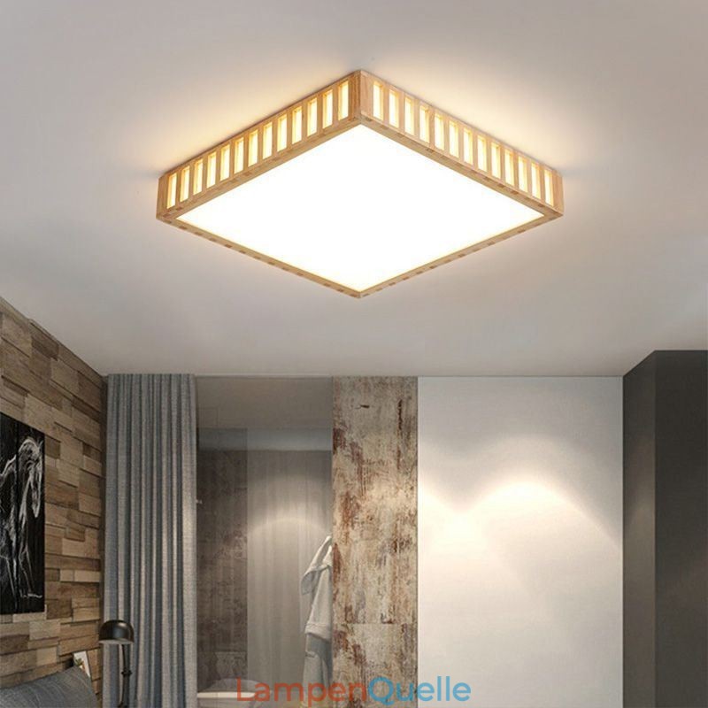 Japanische Deckenlampe Quadratische Holzdeckenlampe