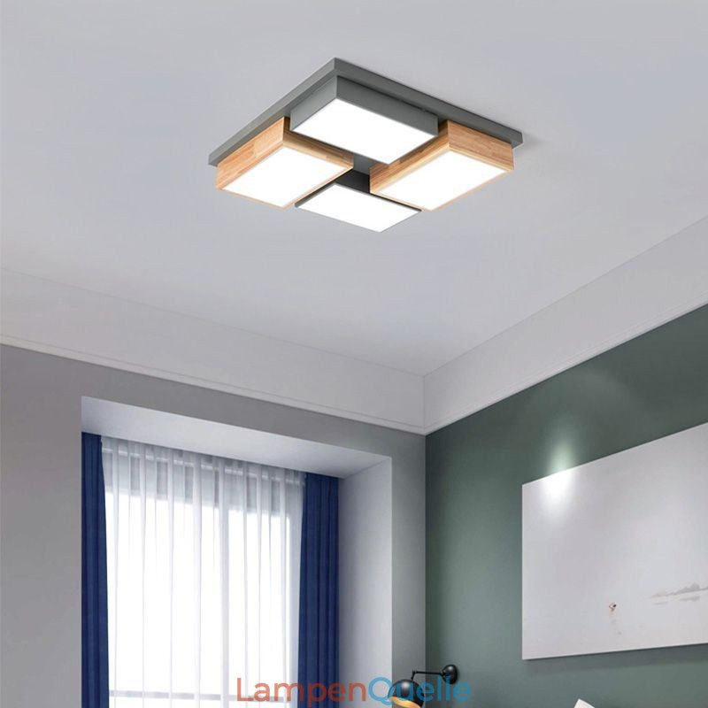 Moderne Deckenleuchte Geometrische Holz Deckenlampe