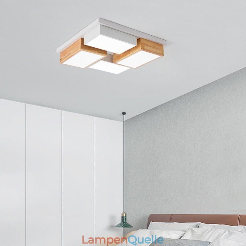 Moderne Deckenleuchte Geometrische Holz Deckenlampe